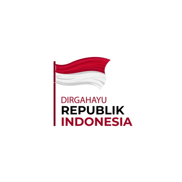 Indonesia Independence Day Illustration Design Waving Flag - Stok Vektor