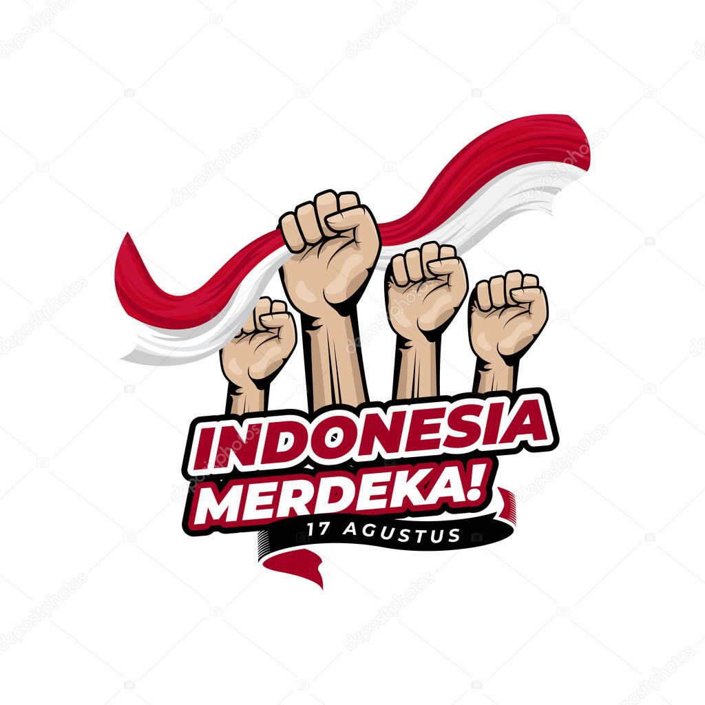 Happy Indonesia independence day greeting design template