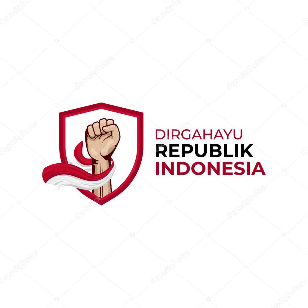 Indonesia independence day design with Clenched fist hand illustration
