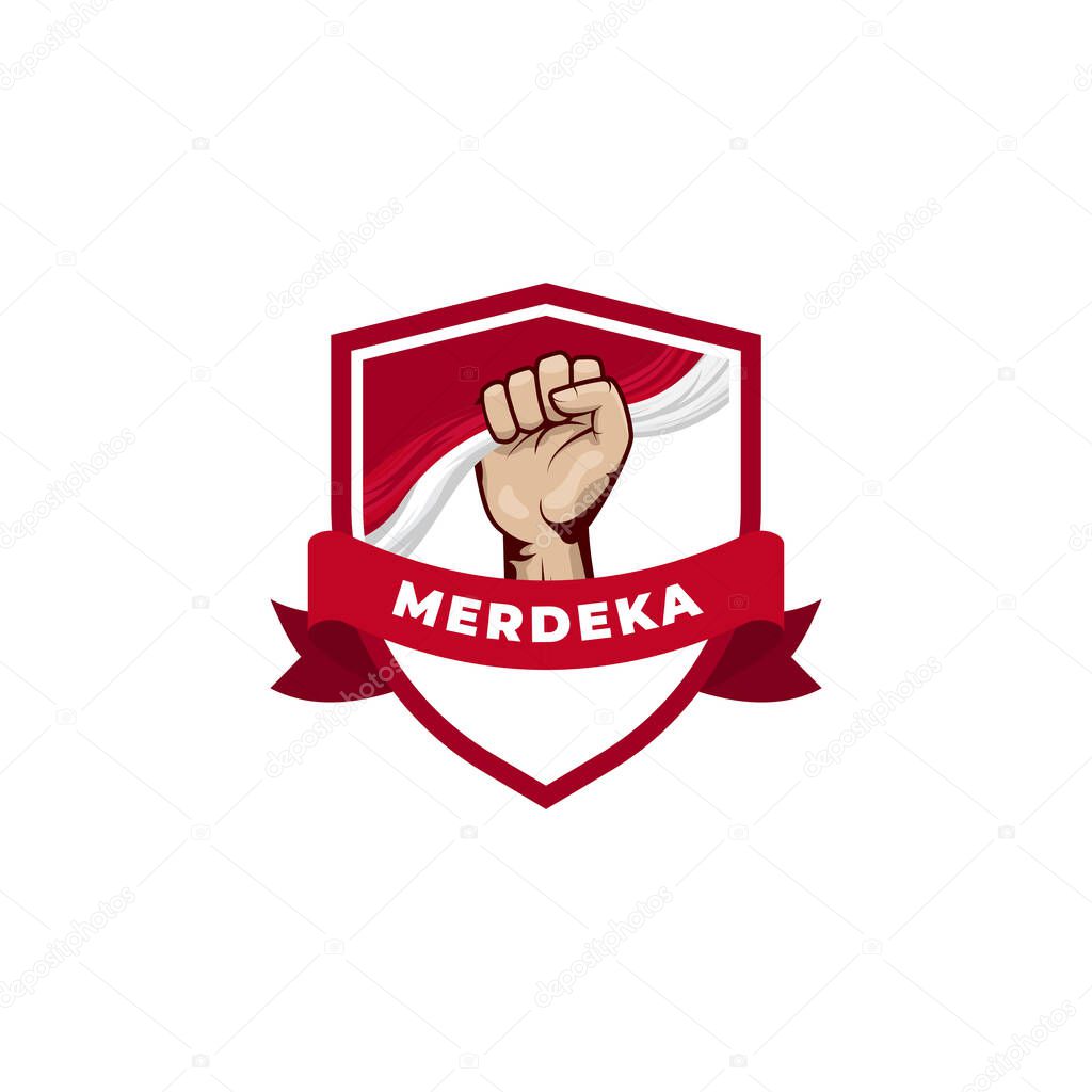 Indonesia independence day design with Clenched fist hand illustration