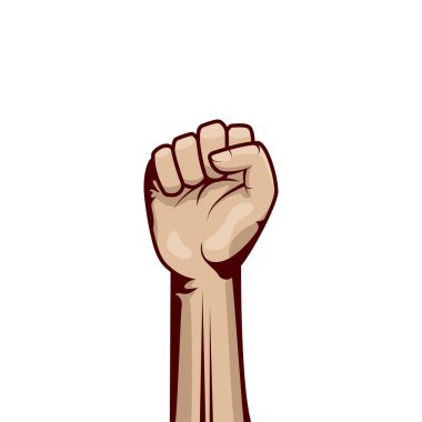Clenched fist hand vector silhouette. Revolution illustration for poster design.