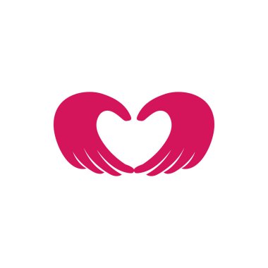 Love care logo design template. Hand with love shape illustration