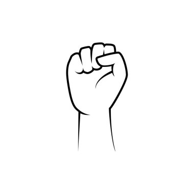Clenched fist hand vector silhouette. Revolution illustration for poster design.