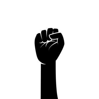 Clenched fist hand vector silhouette. Revolution illustration for poster design.