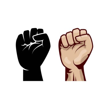 Clenched fist hand vector silhouette. Revolution illustration for poster design.