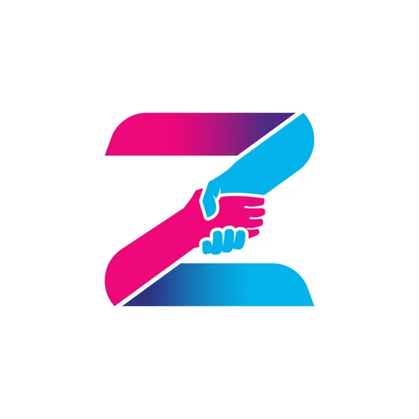 Handshake Logo Isolated Letter Alphabet Business Partnership Union Logo Design — Stockvector