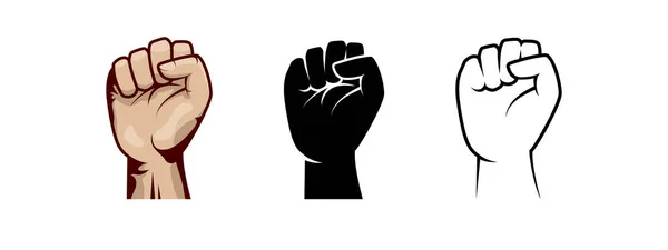Clenched Fist Hand Vector Silhouette Revolution Illustration Poster Design — Vettoriale Stock