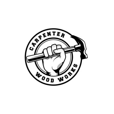 Carpenter logo design in rustic retro vintage style. Handyman logo design.