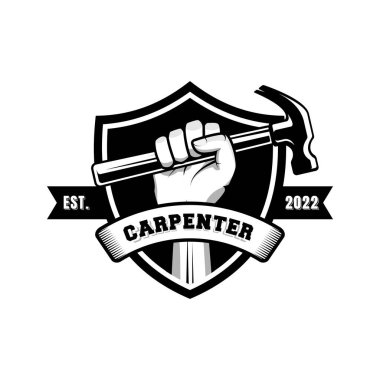 Carpenter logo design in rustic retro vintage style. Handyman logo design.