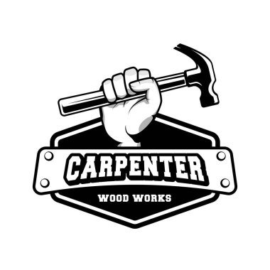 Carpenter logo design in rustic retro vintage style. Handyman logo design.