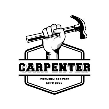 Carpenter logo design in rustic retro vintage style. Handyman logo design.