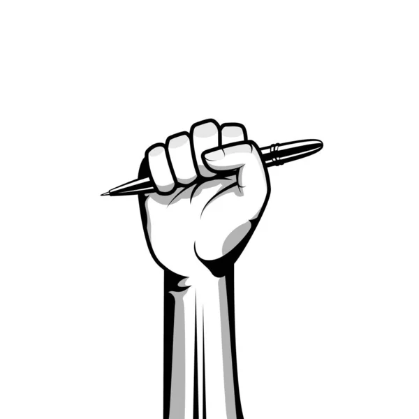 Hand Holding Pencil Vector Illustration Raised Fist Hand Holding Pencil —  Vetores de Stock
