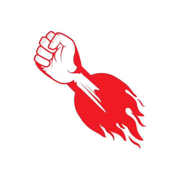 Strong Fist Hand Burning Fire Power Authority Conceptual Logo — Wektor stockowy