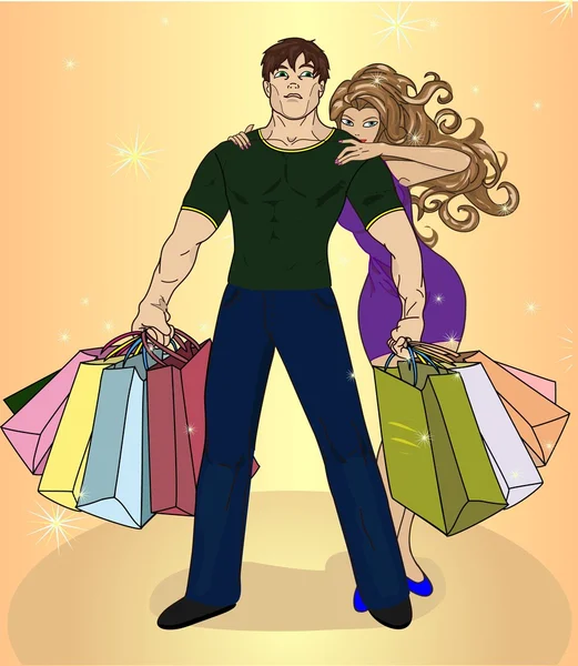 Couple shopping Stock Illustration