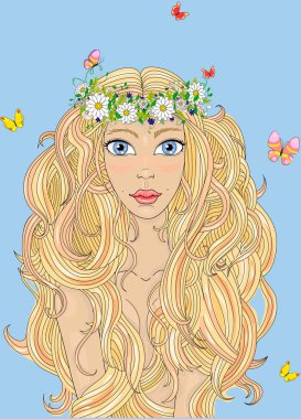 güzel bir kız ile bir çelenk