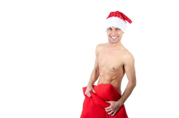 Christmas New Year Handsome Sexy Santa Claus — Stock Photo, Image