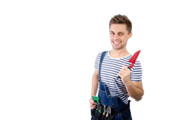 Trabalho Doméstico Renovação Jovem Bonito Faz Tudo — Fotografia de Stock