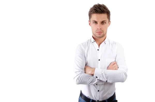 Beau Jeune Homme Étudiant Avec Ordinateur Portable Tablette — Photo