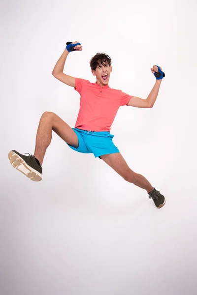 Young Funny Student Engaged Fitness — Stock Photo, Image
