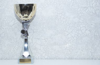 Kupa rafta. Hafif bir arkaplanda ödül.