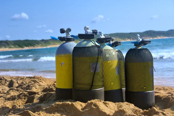 plajında scuba tank