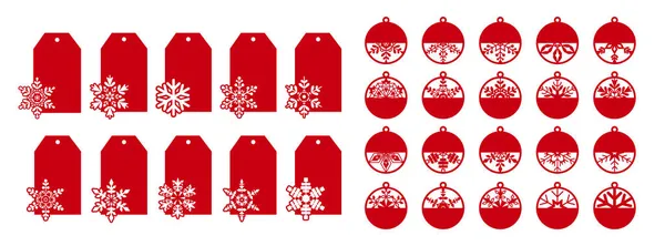 Etiquetas de regalo de Navidad o etiquetas de regalo con copos de nieve. Elementos decorativos vectoriales. Siluetas de etiquetas de precio de descuento para la venta de otoño o invierno. Placas de etiquetas para plotter, corte de papel o corte por láser Ilustraciones De Stock Sin Royalties Gratis