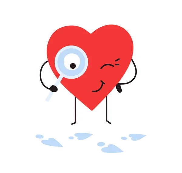 Internet dating romantic design concept. Valentines Day online dating cute vector illustration. Red smiling heart. Love, friends and social networks. — Διανυσματικό Αρχείο