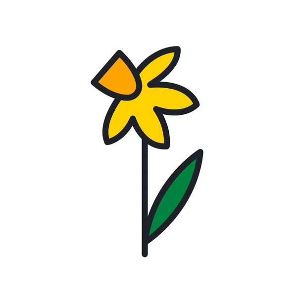 Ícone amarelo de narciso. Flores de primavera ícone vetor isolado —  Vetores de Stock