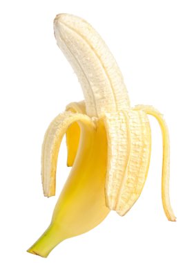 Open banana isolated on white background clipart
