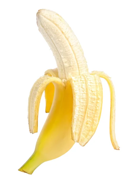 Открытый банан на белом фоне Лицензионные Стоковые Изображения
