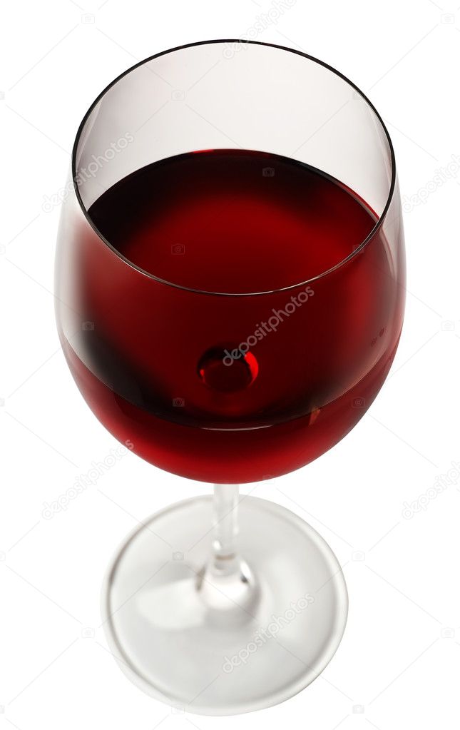glass of red wine isolated on white background