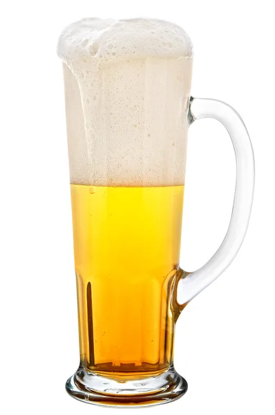 Glass of light beer isolated on a white background — Stock Photo, Image