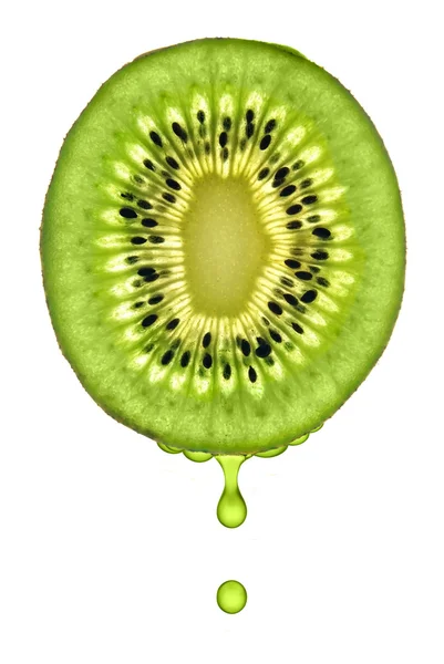 Drops of juice falling of the succulent kiwi — Stock Photo, Image