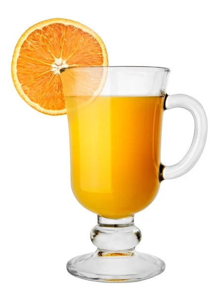 Jus jeruk dan irisan jeruk diisolasi pada putih — Stok Foto