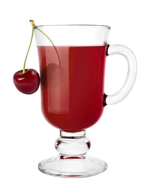 Verre de jus de cerise isolé sur blanc — Photo