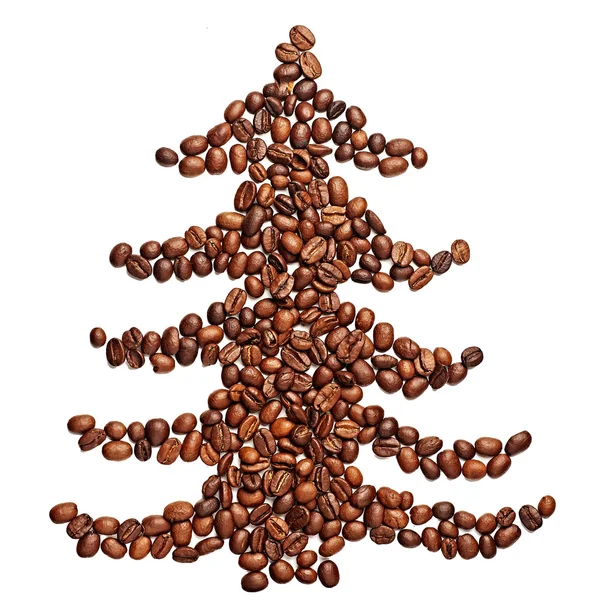 Granos de café en forma de árbol de Navidad — Foto de Stock