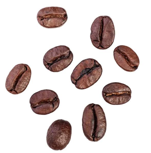 Kaffeebohnen. Isoliert auf weißem Hintergrund Stockfoto