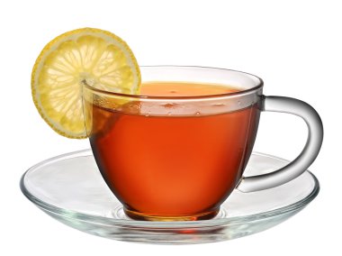 çay Kupası beyaz zemin üzerine izole limon