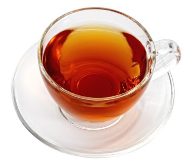 Beyaz bir arka plan üzerinde izole çay bardağı.