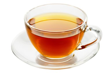 Beyaz bir arka plan üzerinde izole çay bardağı.