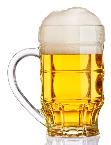 Glass of beer close-up with froth — Stock Photo, Image