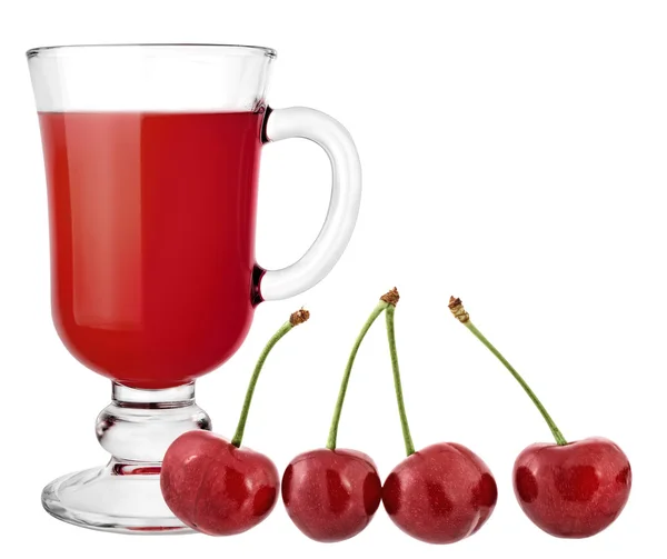 Glass of cherry juice isolated on white — Stock Photo, Image