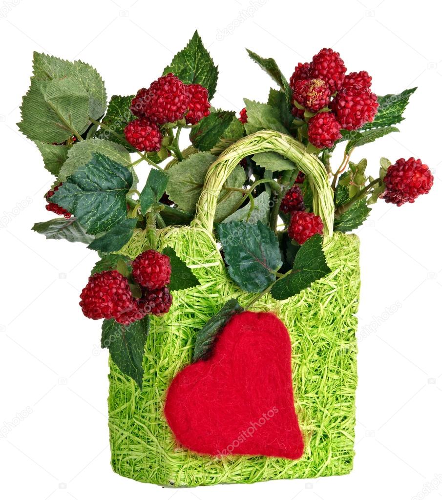 decorative basket with raspberries