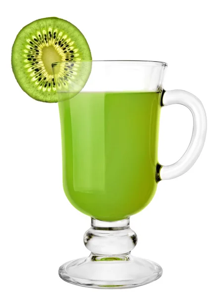 Frischer Kiwi-Saft isoliert auf weißer Nahaufnahme — Stockfoto