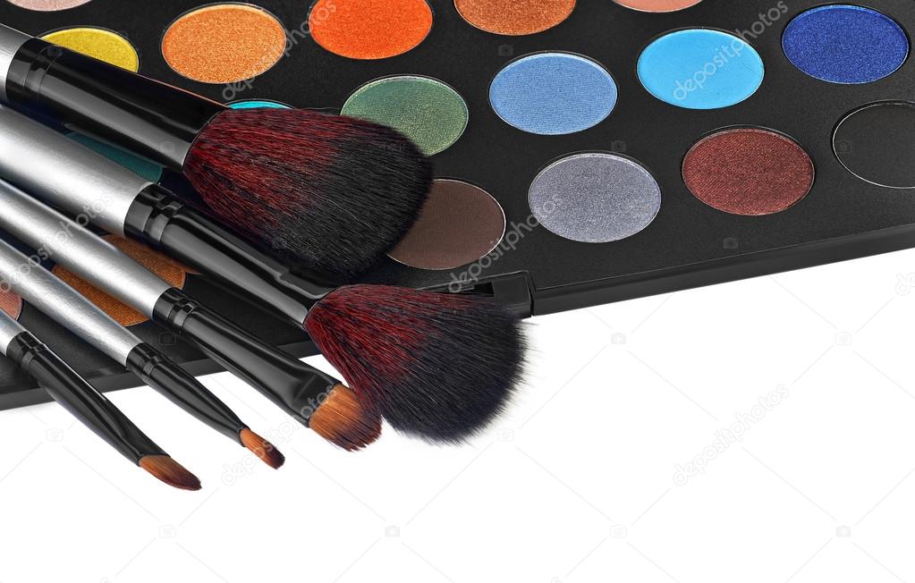 eyeshadow kit for make-up over white background