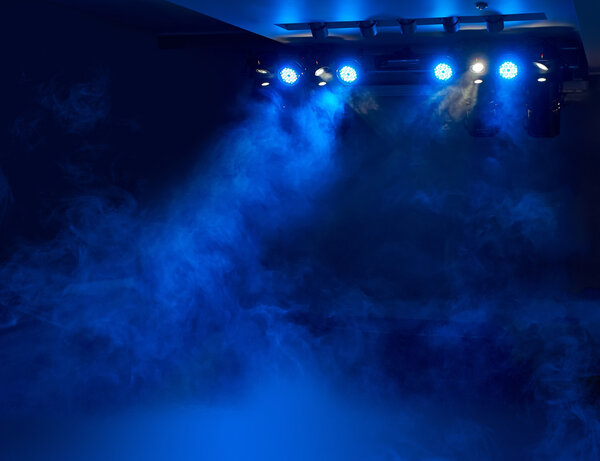 stage for performances in smoke