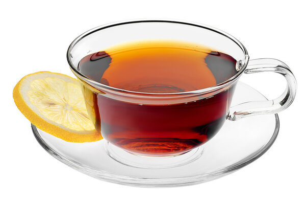 cup with tea isolated on a white background.