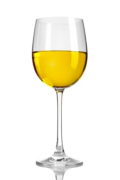 Vin blanc en verre. Isolé sur fond blanc — Photo