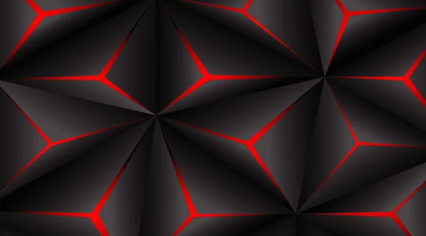 Czarny Wielokąt Czerwony Światło Futurystyczny Technologia Projekt Wektor Ilustracja Abstrakcyjne — Wektor stockowy