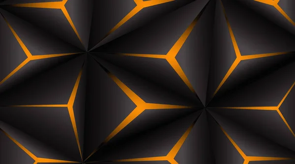 Czarny Polygon Pomarańczowy Światło Futurystyczny Technologia Projekt Wektor Ilustracja Abstrakcyjne — Wektor stockowy